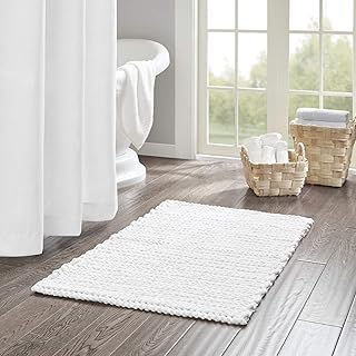 Madison Park Lasso 100% Cotton Chenille Chain Woven Stitch Bathroom Rug ...