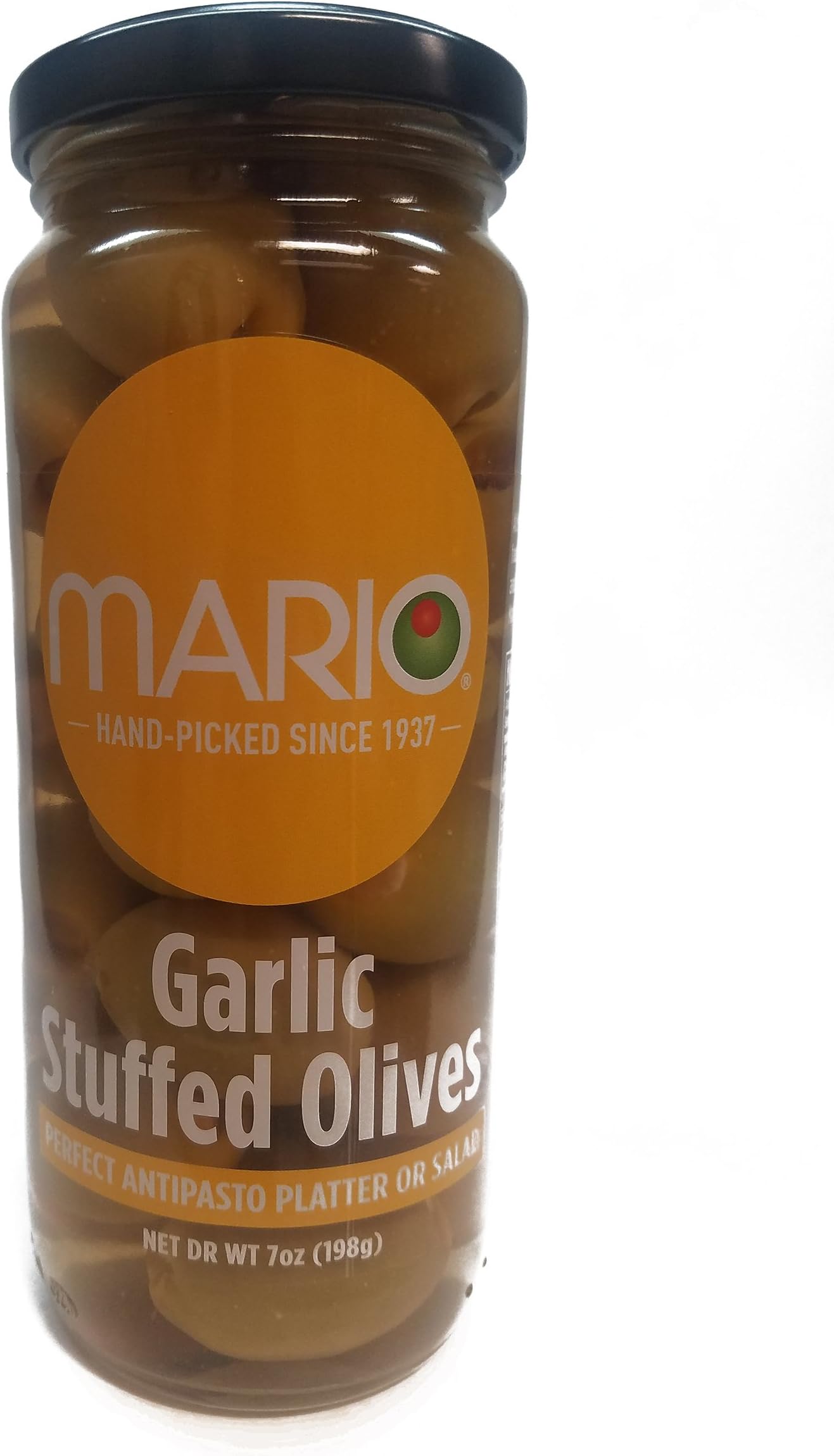 Mario Camacho Foods Garlic Cheese Stuffed Olives - 7 Ounce Jar, All Natural & Gluten Free