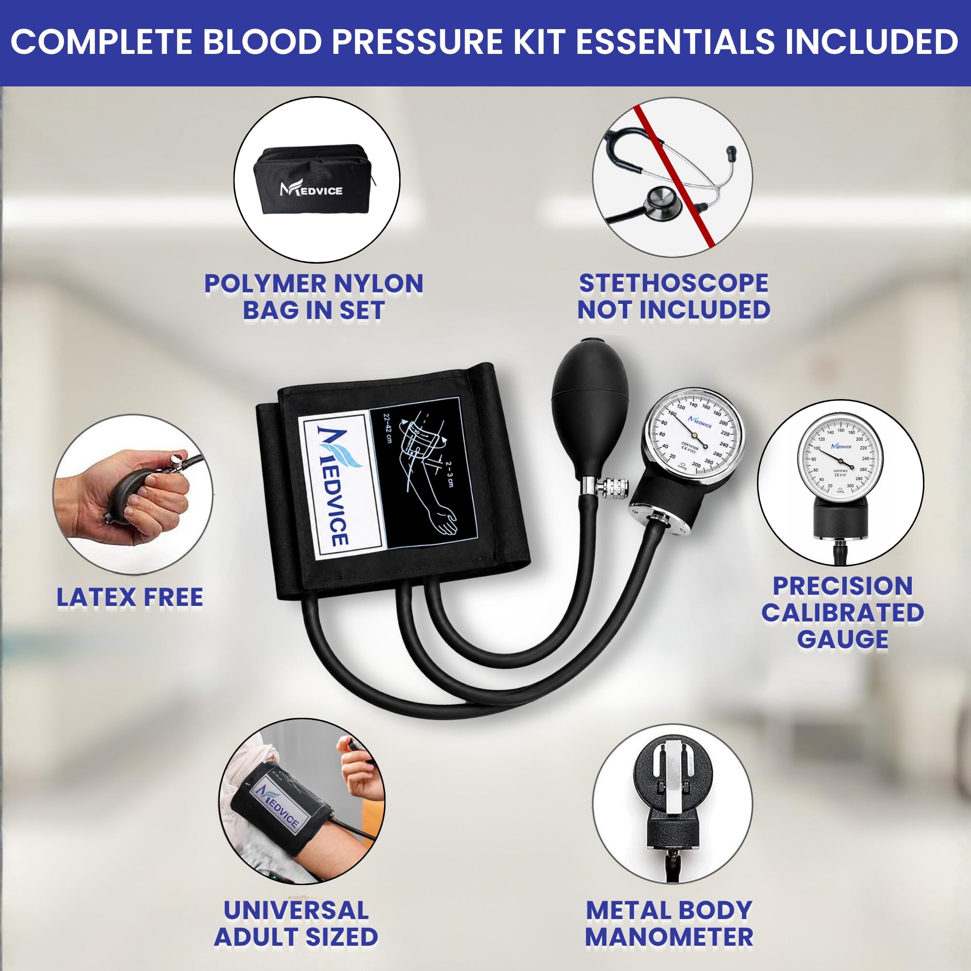 Medvice Blood Pressure Cuff - Manual Sphygmomanometer -4 Medvice Blood Pressure Cuff - Manual Sphygmomanometer -4