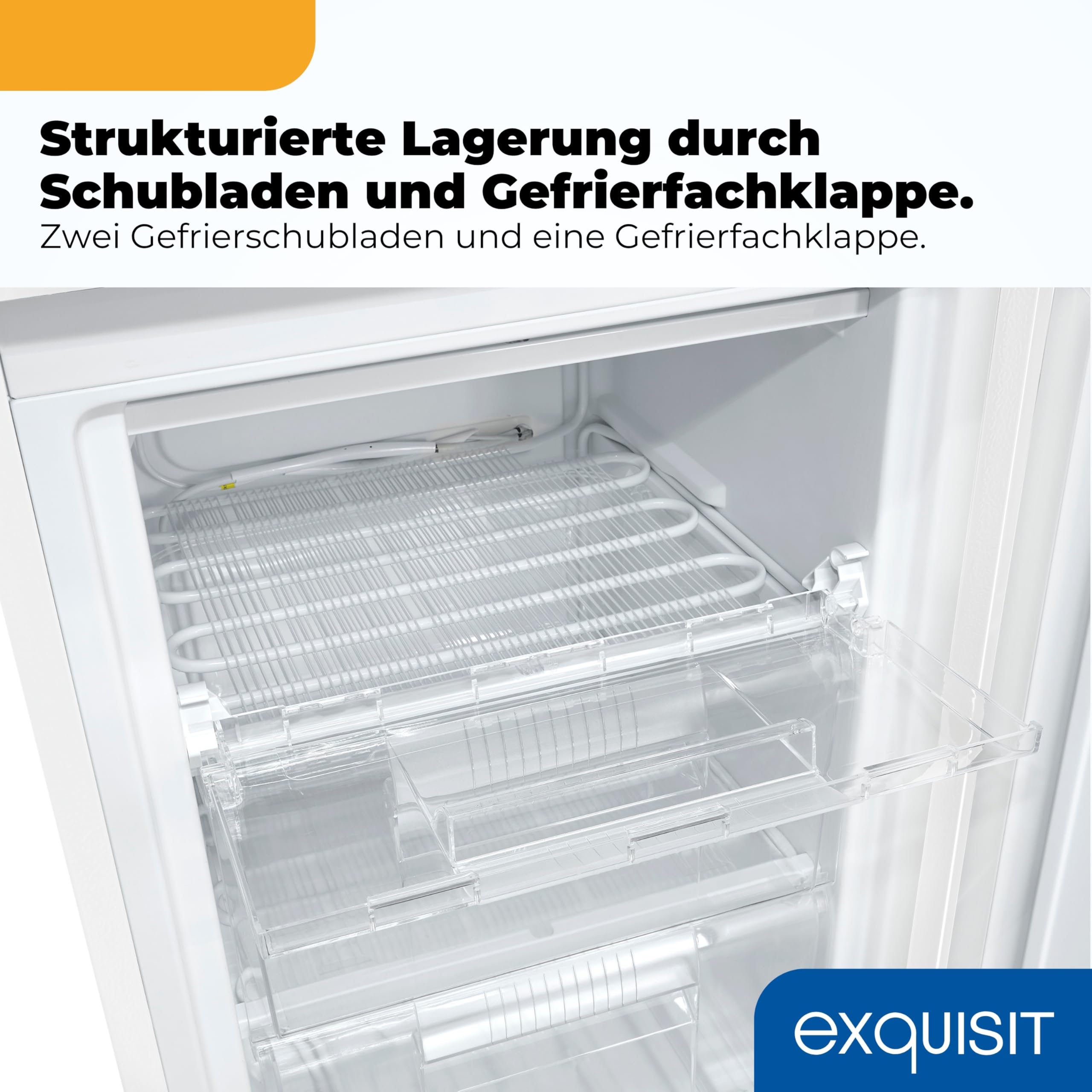 Exquisit GS581-051C Gefrierschrank 85 l Nutzinhalt Weiß Energieklasse Freistehender Tiefkühlschrank 4-Sterne-Gefrierfach 39 dB 84,5 x 54,9 x 55,7 cm