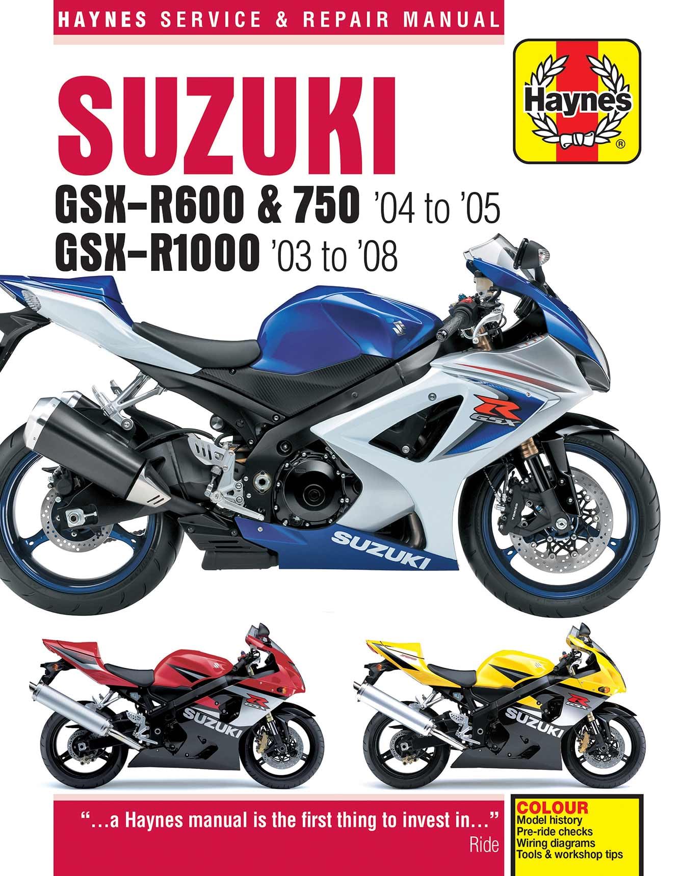 Haynes Manual 4382 for Suzuki GSXR600, GSXR750 (04 - 05) & GSXR1000 (03 - 08)