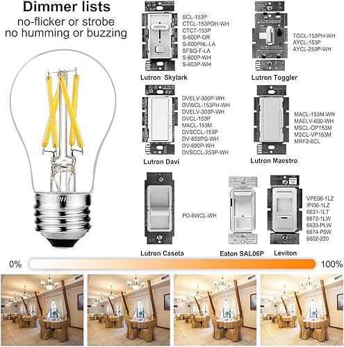 Miniatura 6 de Paquete de bombillas de candelabro G16.5 de 4 W 40 W E12 de 400 lm, 6 unidades y bombilla E26 Edison de 6 W 60 W, bombilla LED A15, 600 lúmenes,