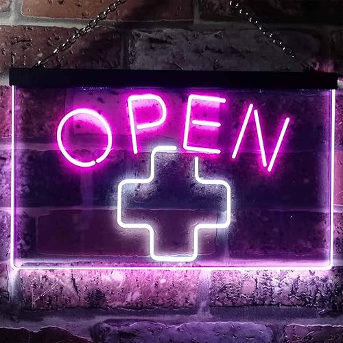 Miniatura 10 de Open Medical Cross Shop - Letrero de neón LED de doble color, verde y azul, 16 x 12 pulgadas, st6s43-i3209-gb