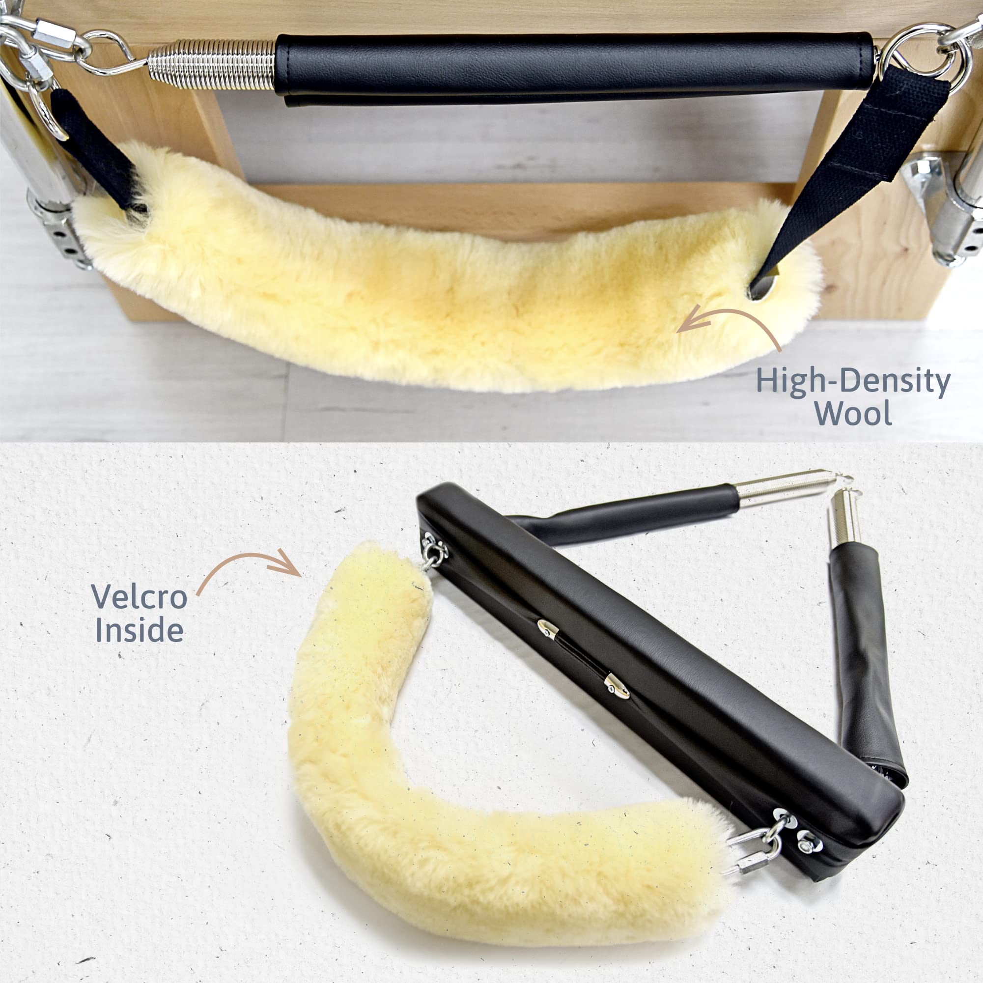 Sheepskin Ranch Sofsheep - Coprimaterasso in Vera Lana di Pecora, per Macchine Reformer e Cadillac, Cuscino per Cinghia da Fitness, per Yoga e Fasce di Resistenza con Anello a D, ipoallergeniche