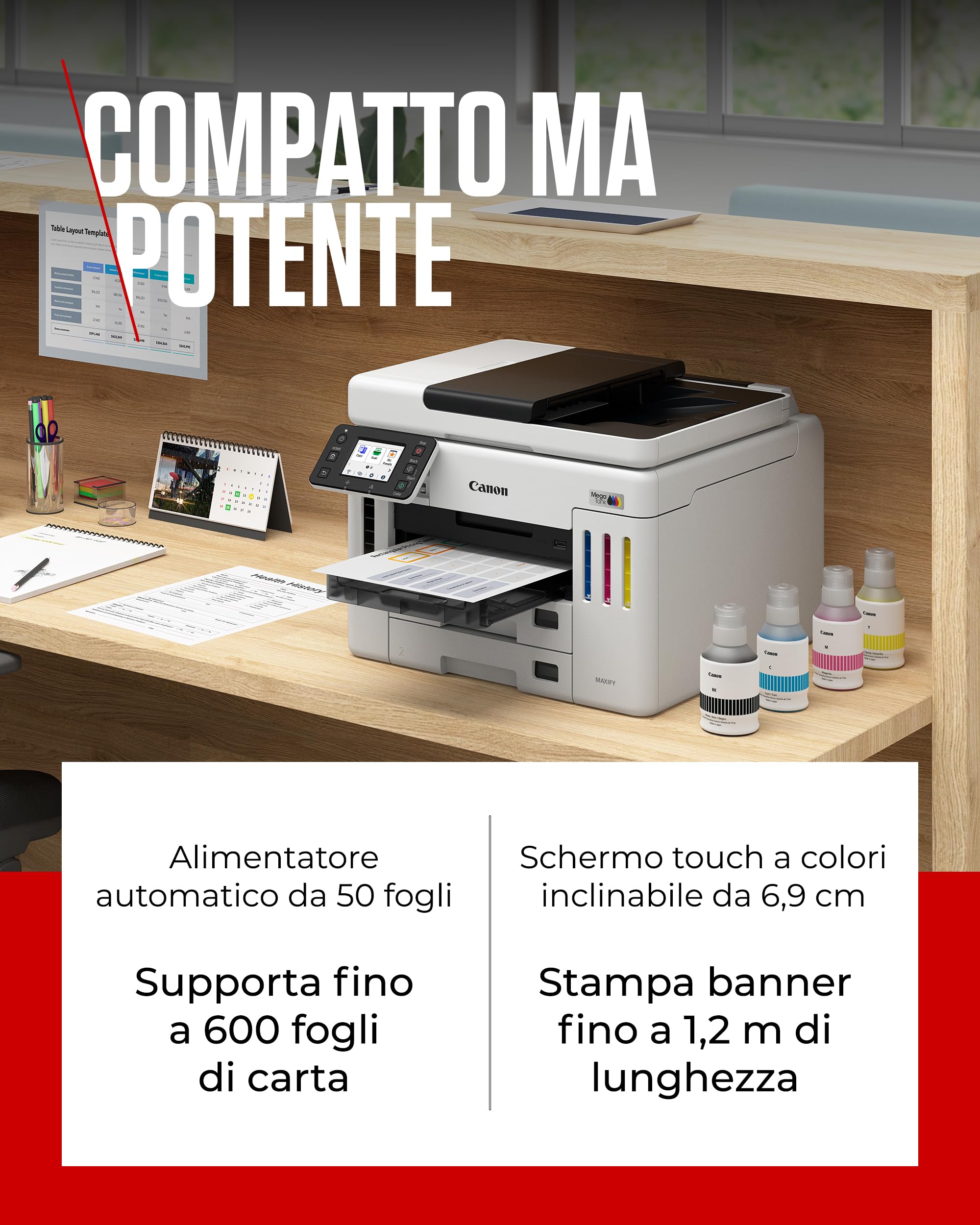 Canon MAXIFY GX7150 Stampante Multifunzione Ufficio Compatta con Scanner MegaTank Wireless Ethernet USB