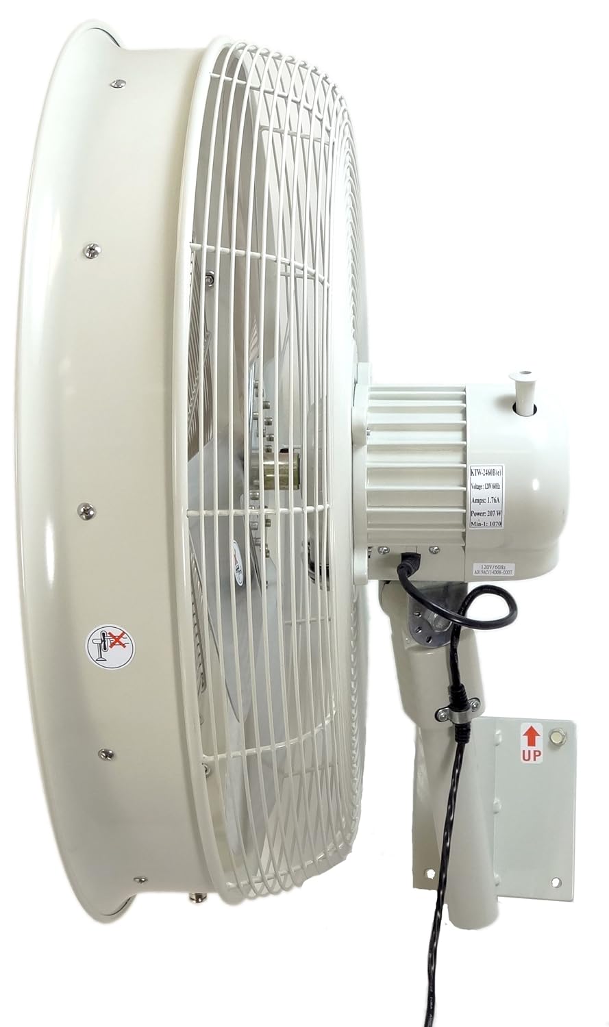 HydroMist F10-14-007 24" Shrouded Outdoor Wall Mount Oscillating Fan, 3 Speed On Cord, 0.27 HP, 1.9 Amps, White: Industrial & Scientific