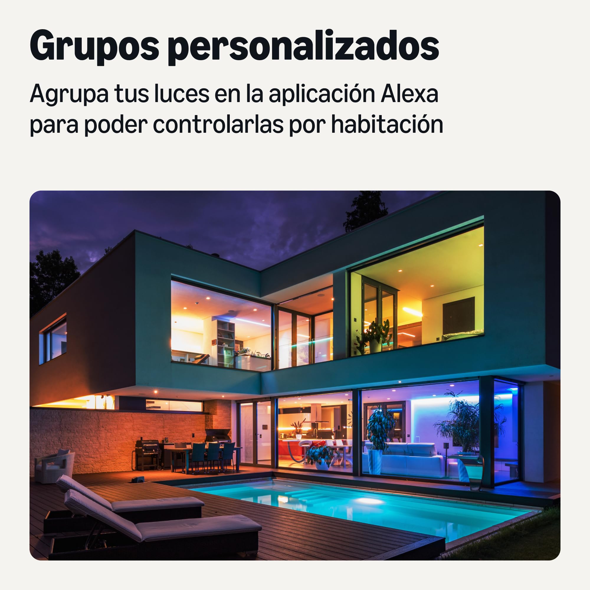 Amazon Basics Tira de luz LED inteligente de 10 m, RGBW, funciona solo con Alexa, Multicolor