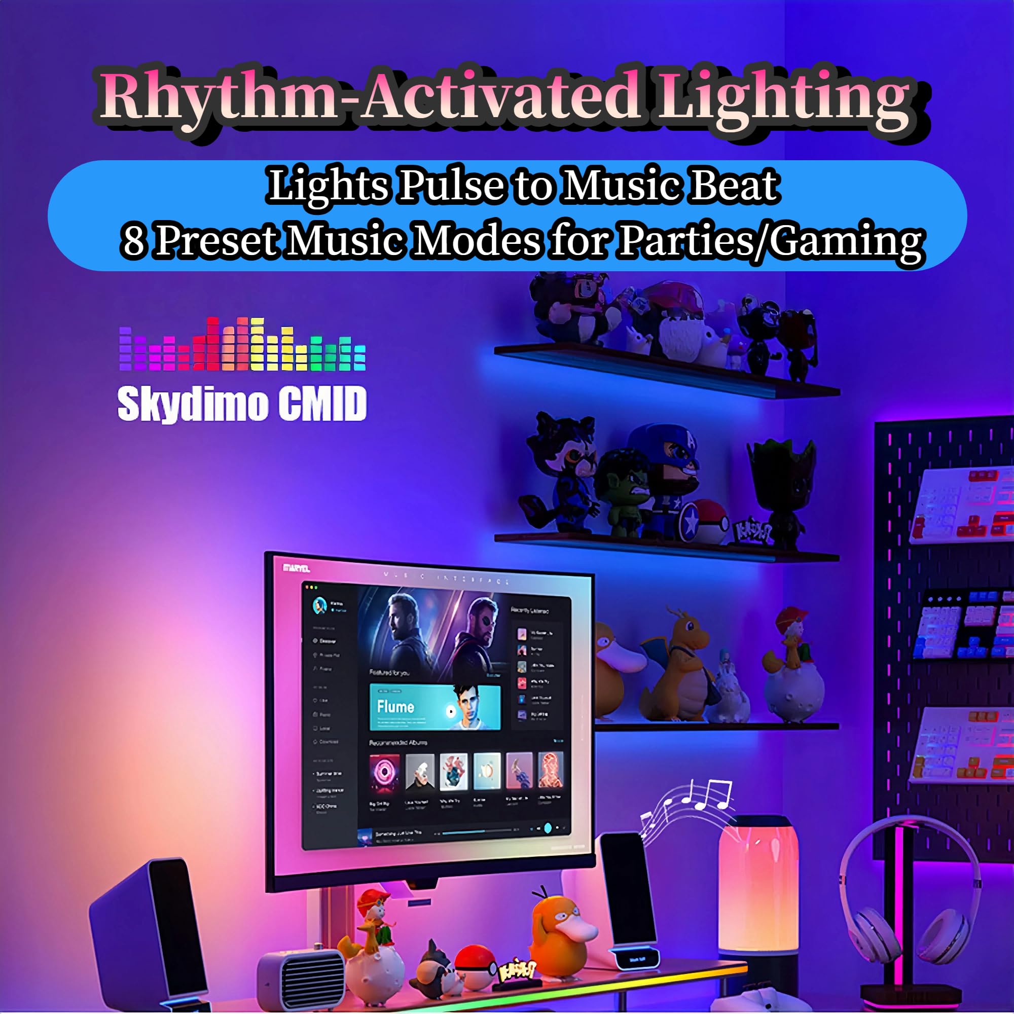 Retroiluminación de monitor de 24 pulgadas, tira LED reactiva para PC y Mac, color de pantalla y sincronización de música, iluminación ambiental de control de software para configuración de
