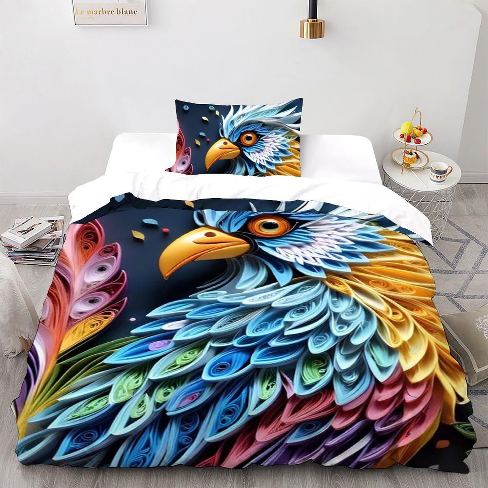 Housse de couette 135x200 aigle coloré pour chambre enfant