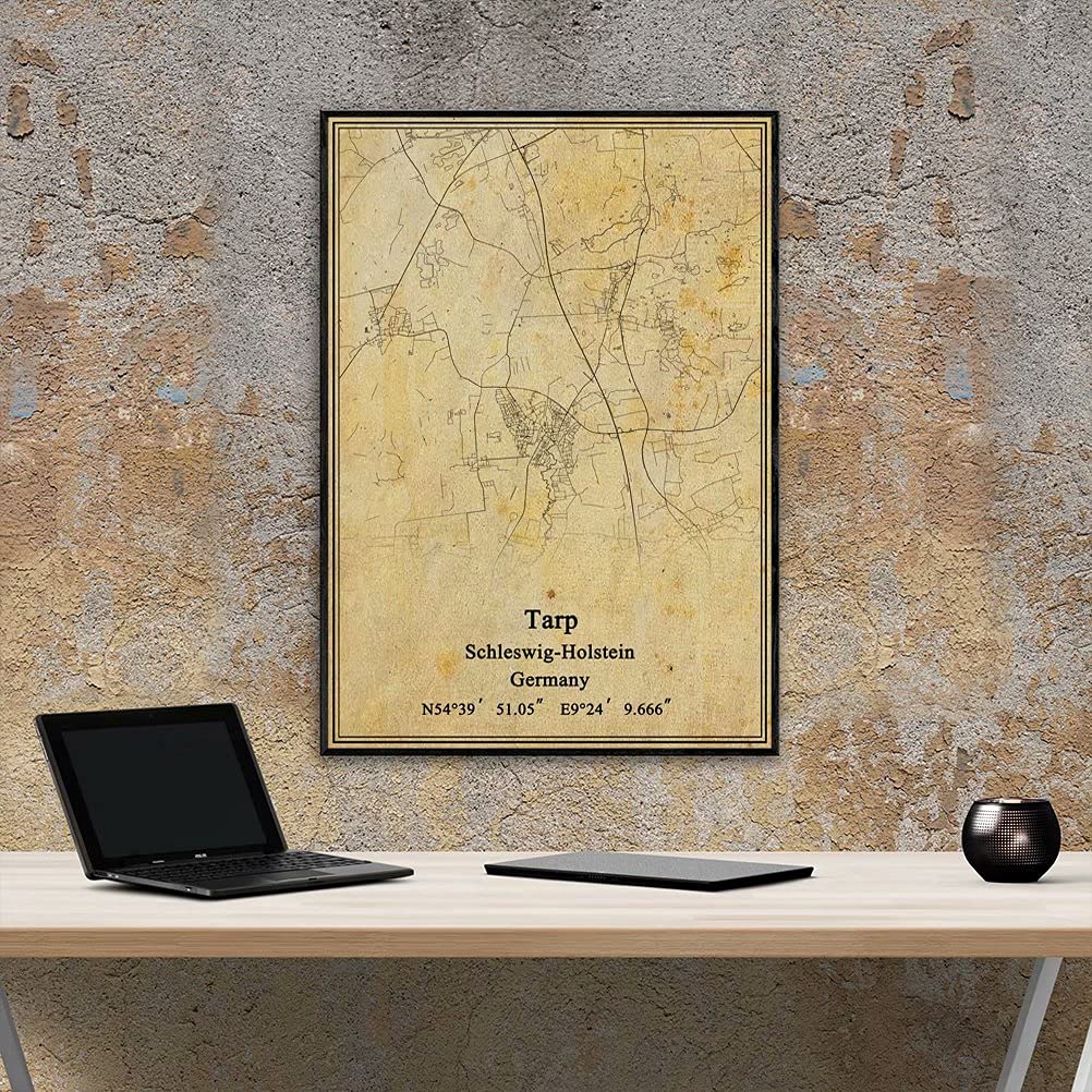Amazon.de: Leinwanddruck, Motiv: Deutschland-Tarp Schleswig-Holstein-Karte,  Vintage-Stil, ungerahmt, Dekoration, Geschenk, 28,9 x 35,6 cm
