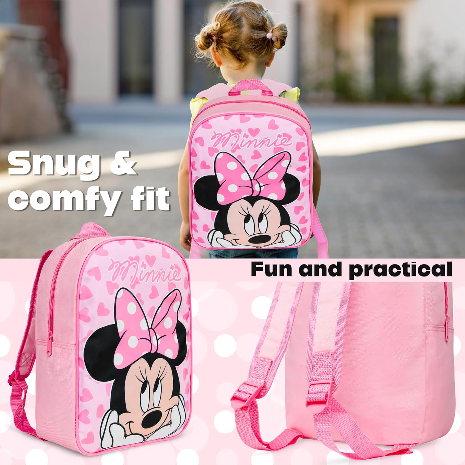 Get Trend Disney Minnie Mouse Mini Backpack Kids Toddlers 12x9” Rucksack Kindergarten Bag Preschool Sports Travel Backpacks Gifts for Kids (Pink Minnie Mouse) - Image 4