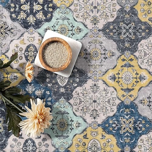 Miniatura 5 de Alfombra de pasillo lavable antideslizante de 2'6x8' para pasillos, alfombra de pasillo vintage envejecida con parte trasera de goma para entrada,