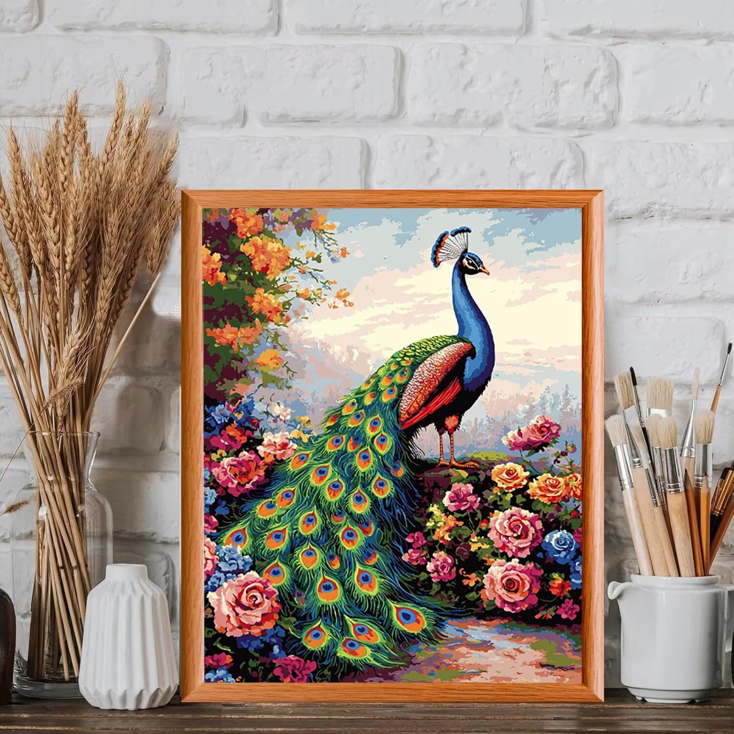 WEISHIWE Pavone animale Dipingere con i Numeri per Adulti, 70x90cm a-188 | Paint by Numbers Kit con Pennelli e Acrilico Pigmento, Fai da te Olio La Pittura di Numeri Kit, Decora la Casa, senza Cornice