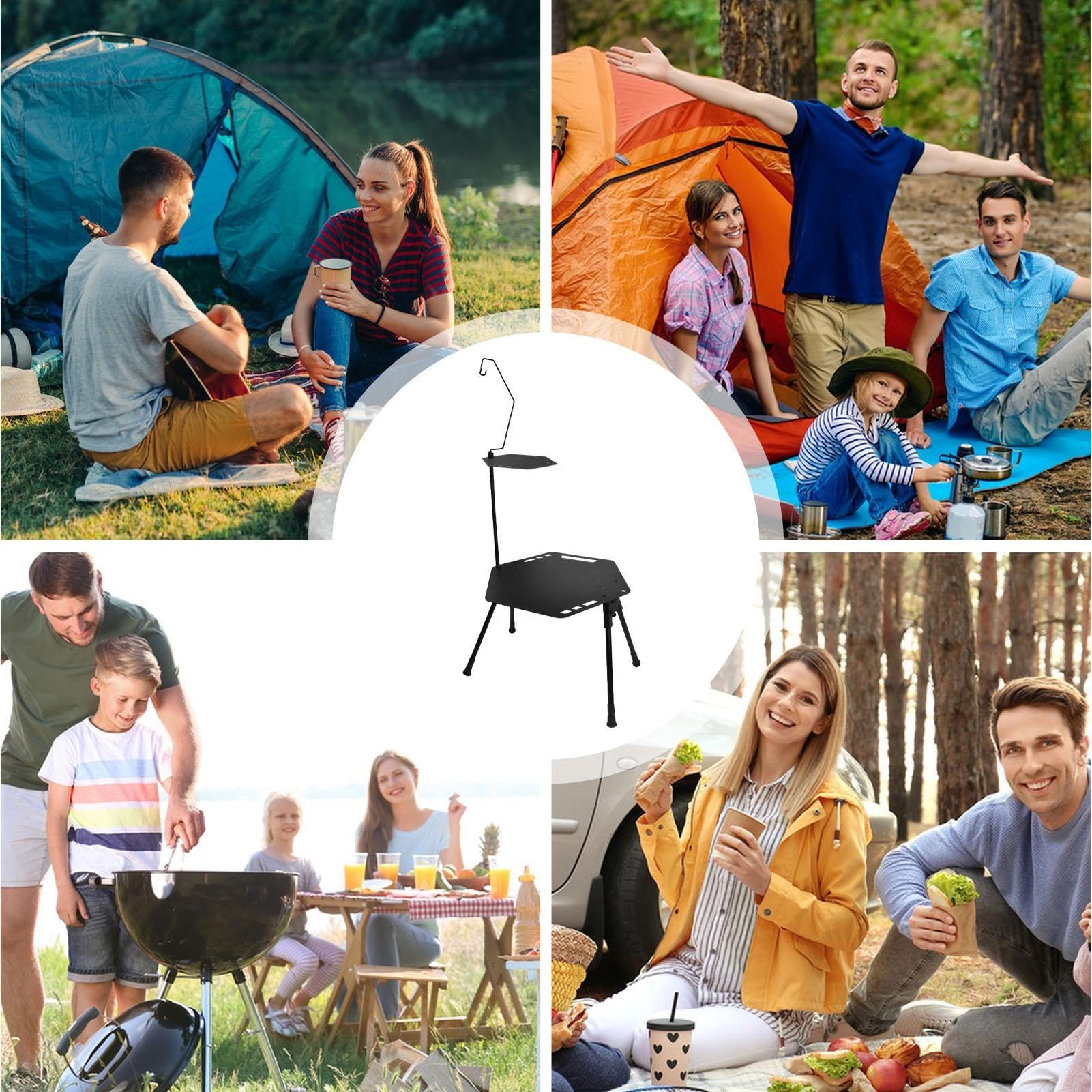 Tavolo da picnic pieghevole, tavolo da campeggio in lega di alluminio | tavolo portatile per esterni con portalampada per barbecue e pesca in viaggio, realizzato in robusta lega di alluminio per un
