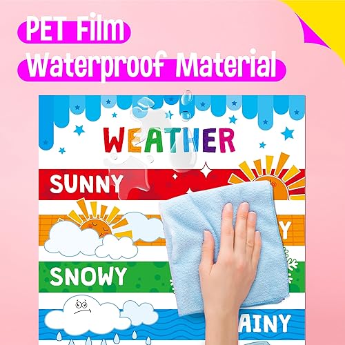 Miniatura 4 de Paquete de 15 carteles educativos, pósteres gruesos de aprendizaje temprano, impermeables y a prueba de desgarros, con película de PET, alfabeto,