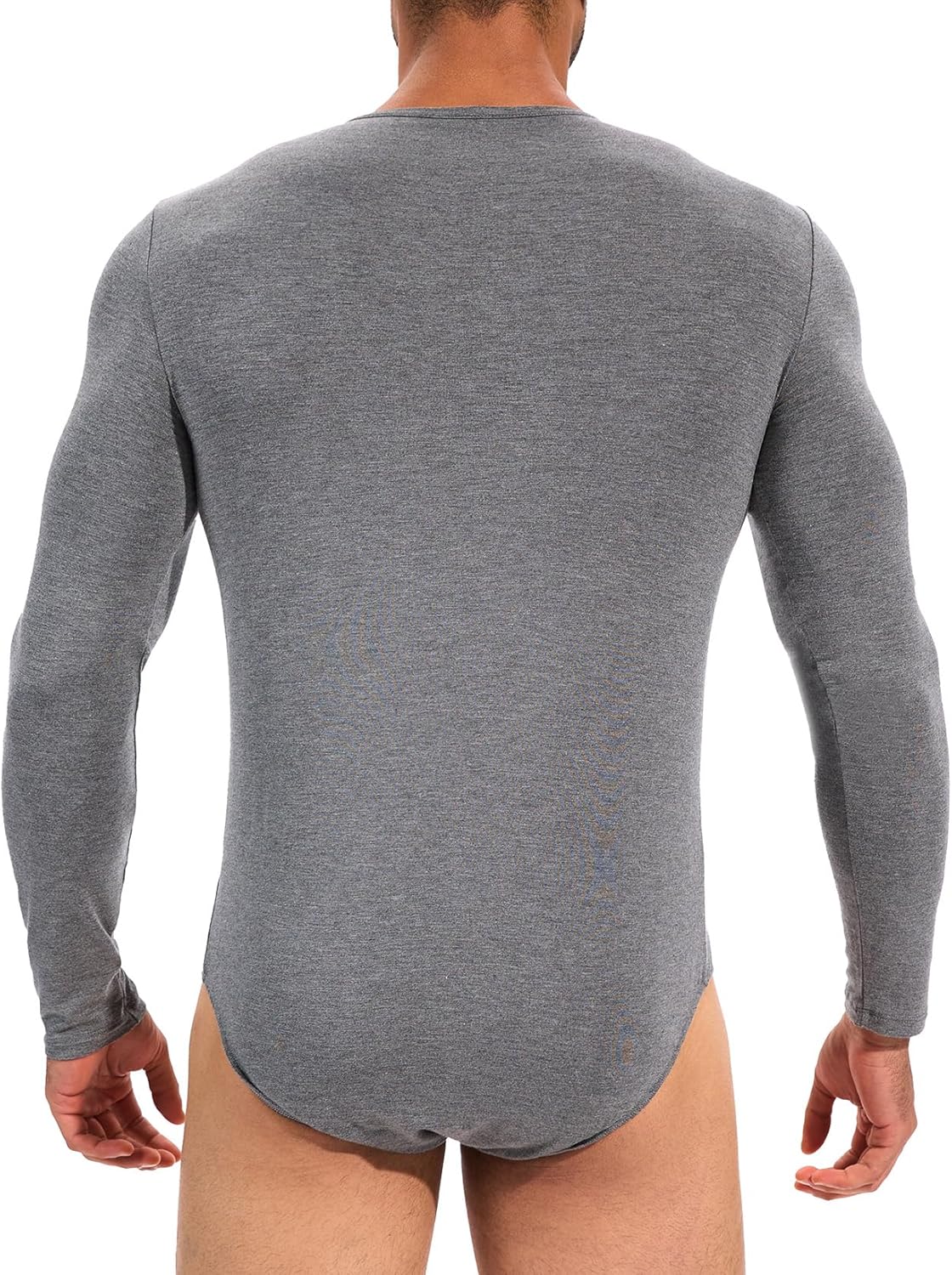 MISS MOLY Mens Long Sleeve Bodysuit Pajamas One Piece Crew Neck Romper Body Suit Basic Onesie Shirt - Image 4