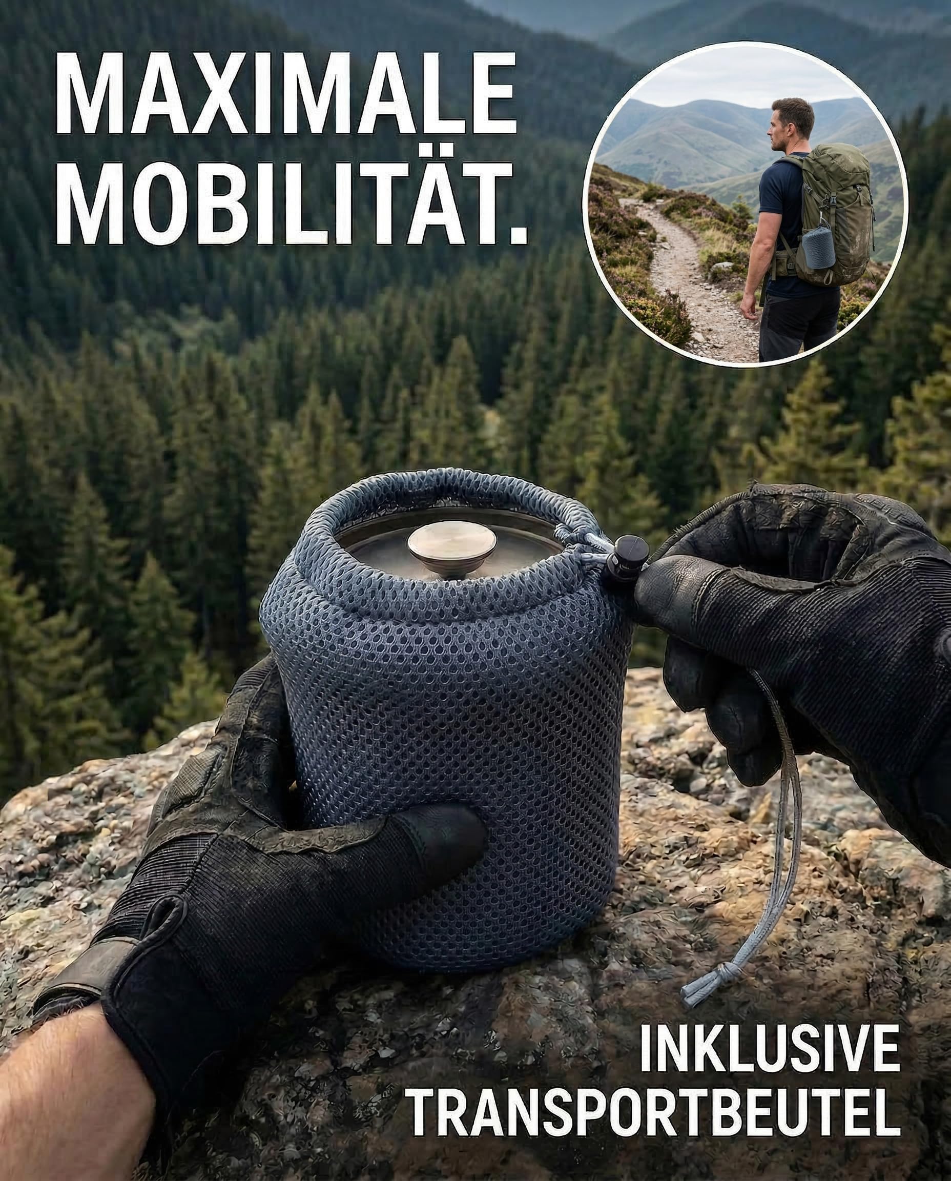 Titan Cafetière à piston - 750 ml - Filtre de précision - Léger et compact - Cafetière d'extérieur - Cafetière française de camping