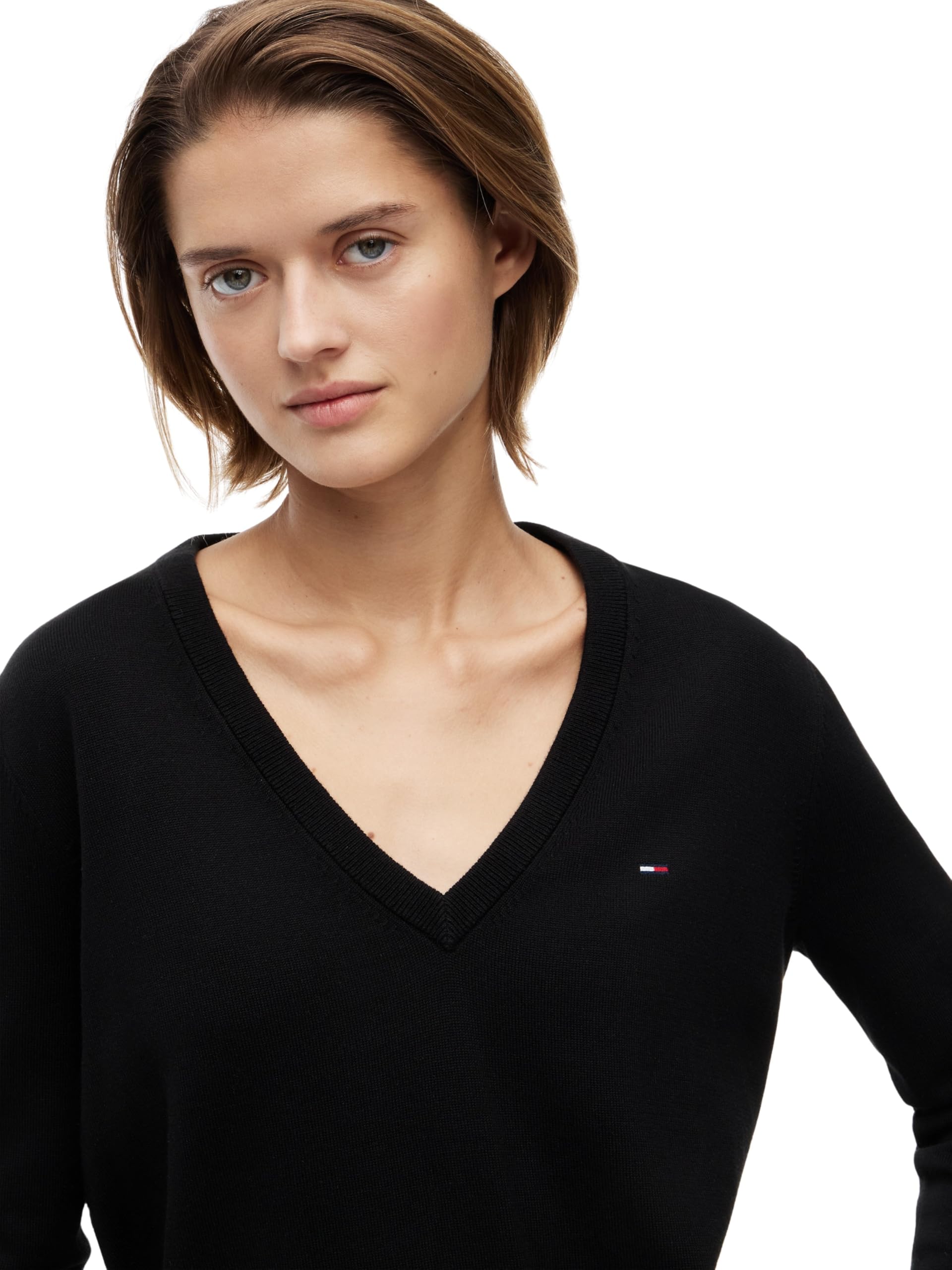 Tommy Jeans Damen Pullover Essential mit V-Ausschnitt