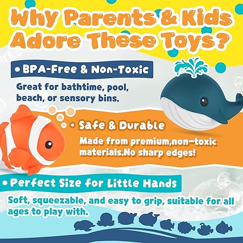 Miniatura 6 de 8 juguetes de baño de animales del océano sin moho para niños de 12 meses, juguetes de bañera sin agujeros para niños de 1 a 3 años, juguetes de