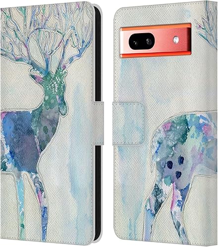 Head Case Designs Officially Licensed Wyanne Quiet Creative Animals 2 Leather Book Wallet Case Cover Compatible with Google Pixel 7a