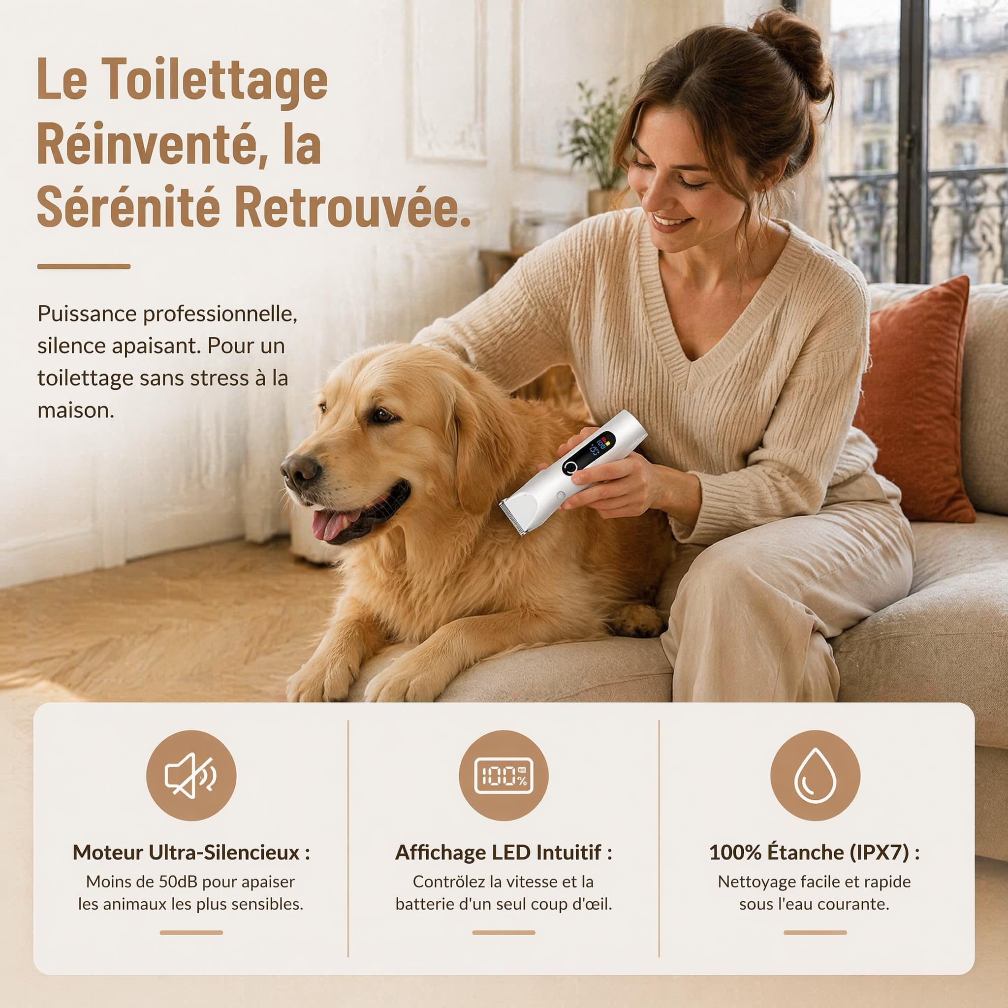 Tondeuse Pour Chien, 2026 Dog Clipper, 2 Vitesses Avec éCran Led，Style 5