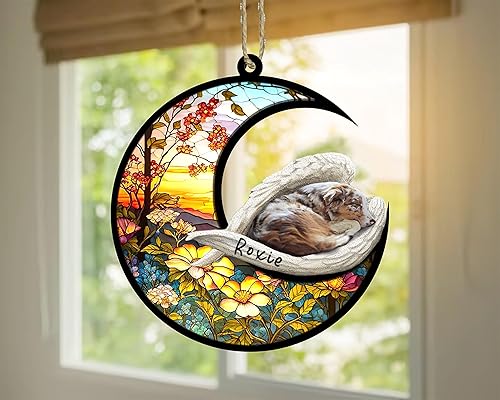 Miniatura 710 de Chow Chow Dog Memorial Suncatcher, adorno de Navidad Chow Chow con nombre, atrapador de pérdida de mascotas, regalos para los amantes de los perros