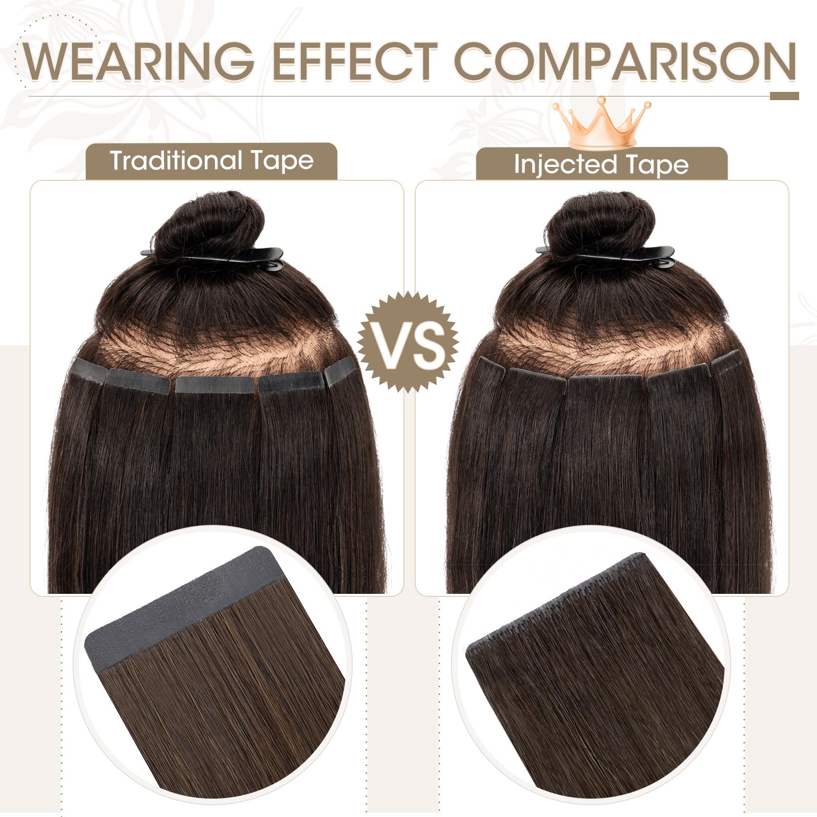 Elailite Injected Tape in Hair Extensions Human Hair - Image 3