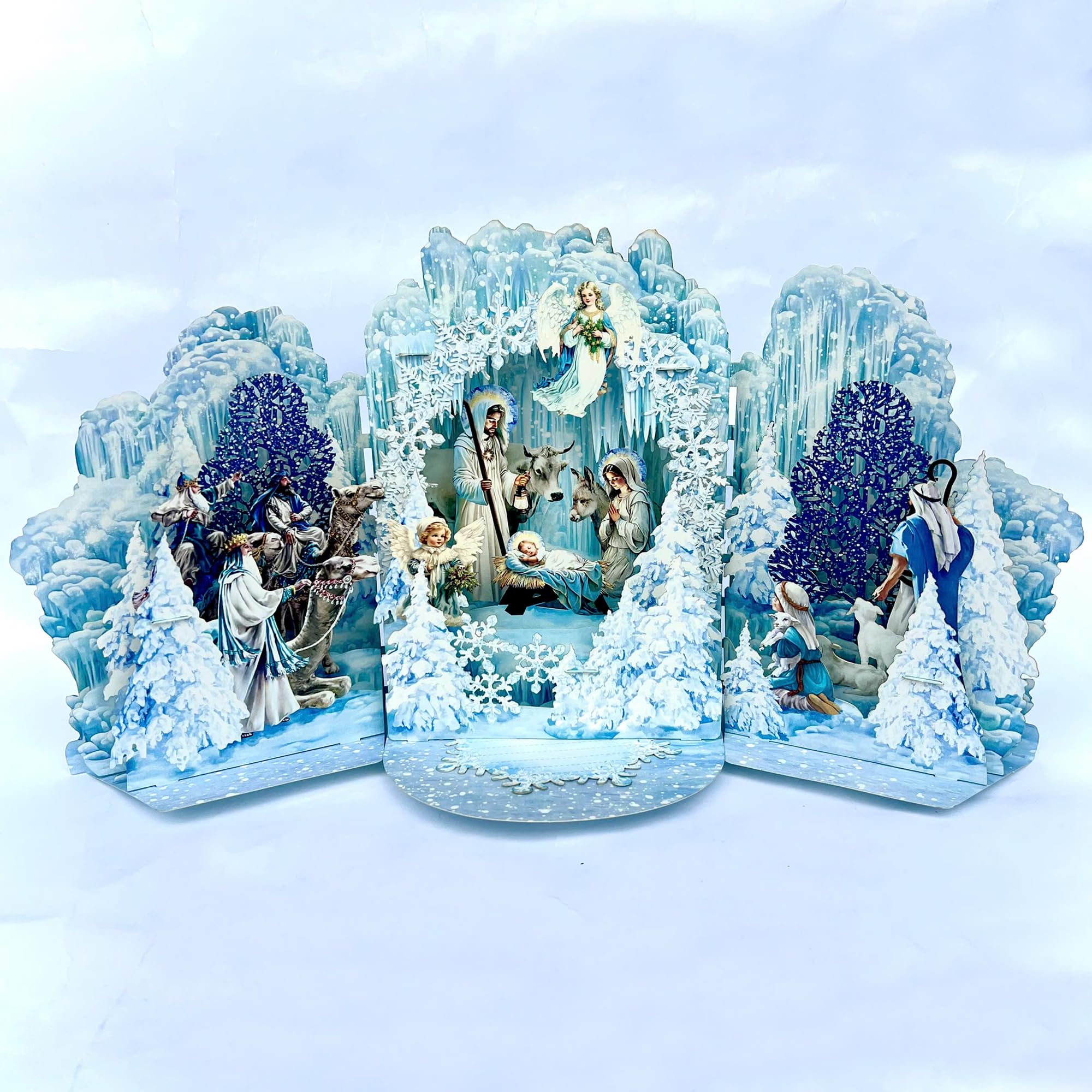 Christian 3D Pop Up Card – Nativity Scene Christmas Card with Jesus, Mary & Joseph – Religious Holiday Greeting Card, Christian Christmas Gift, Bible Verse Inspired Decoration