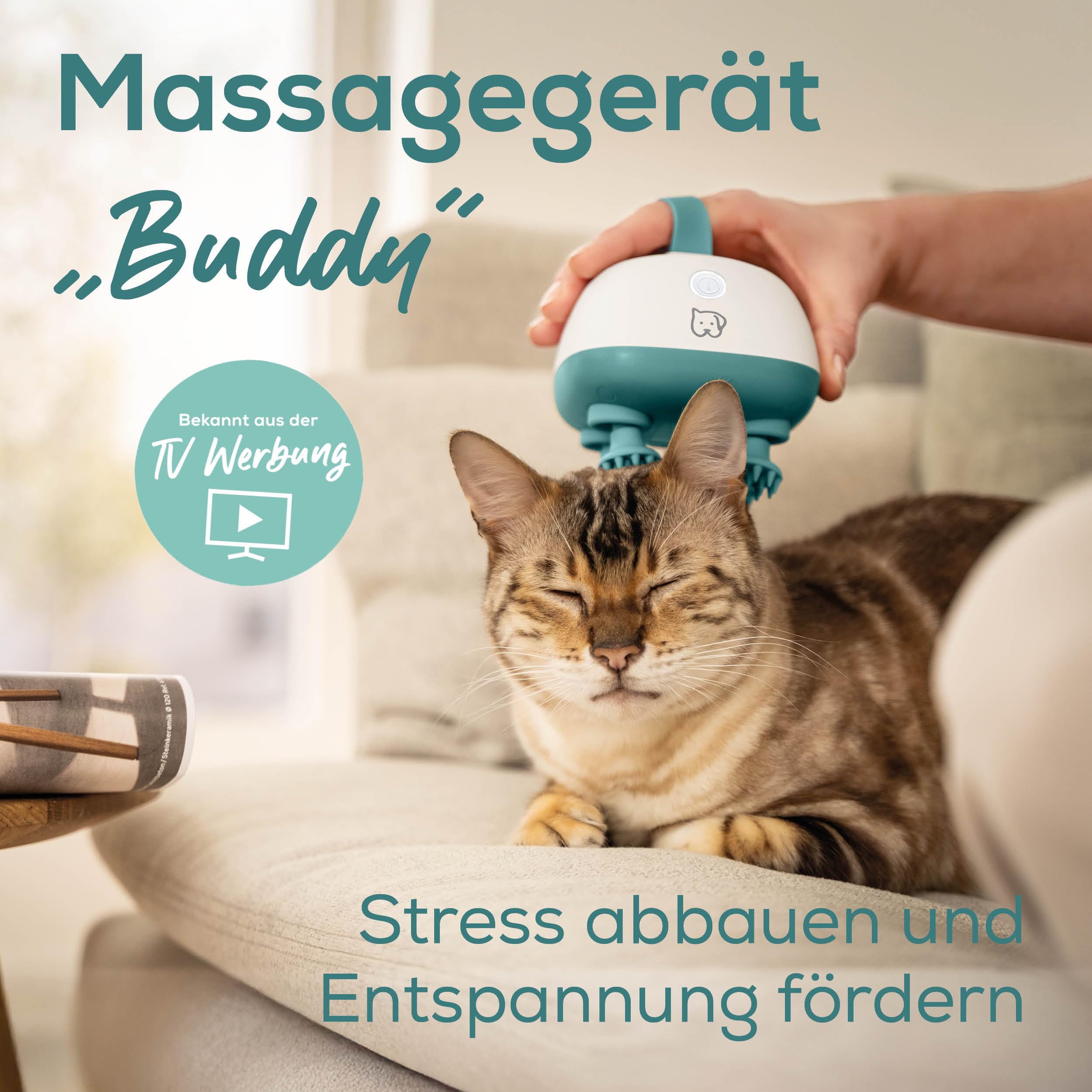Love Your Pet by beurer Massagegerät Buddy für Hunde und Katzen, entspannende Kopfmassage und Körpermassage für Haustiere, Anti-Stress-Massage, besonders leise, Silikon-Massageaufsätze, mit Akku