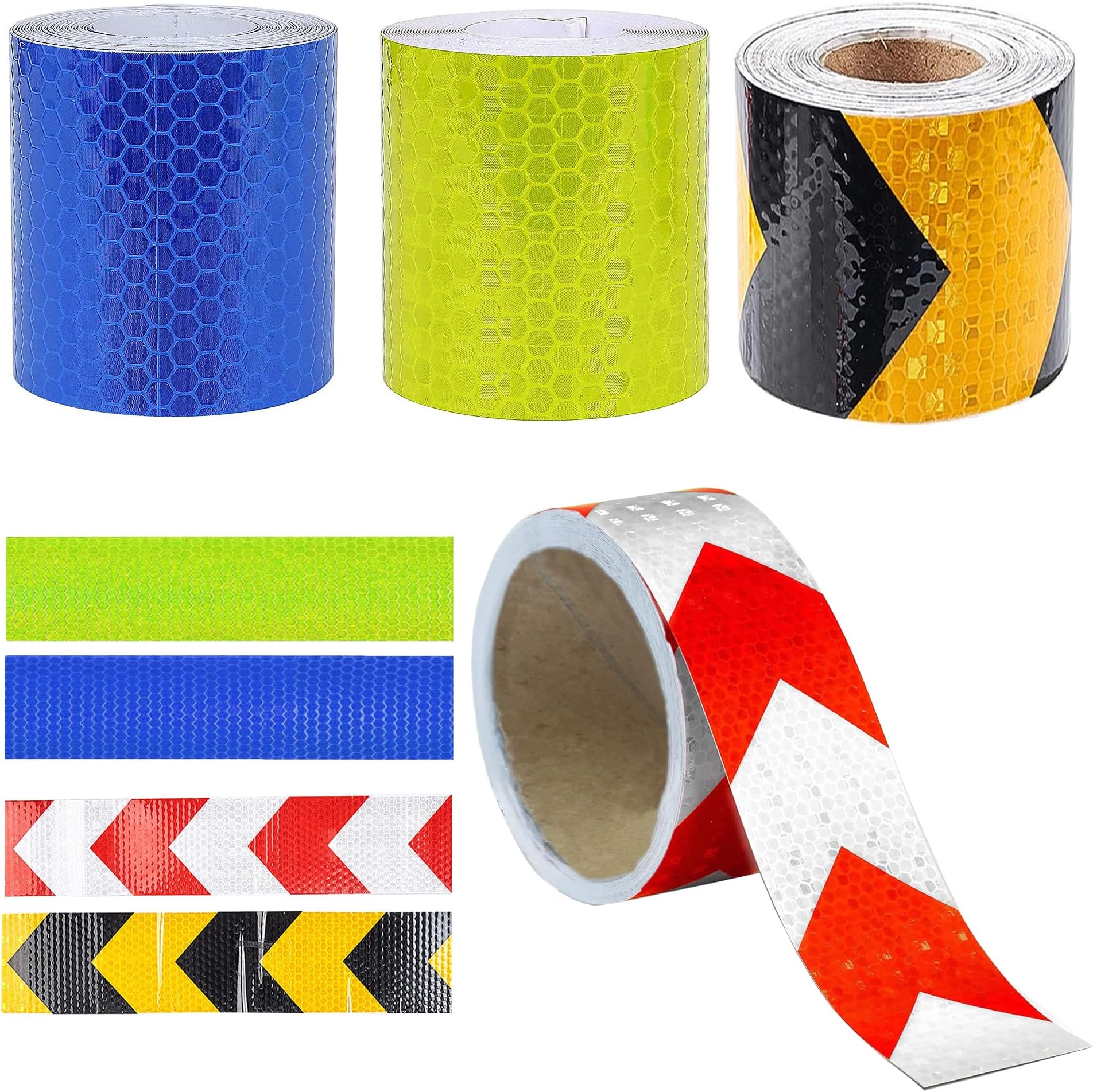 Reflective Warning Tapes, 2 Inch X 9.8 FT Self-Adhesive Security Marking Tape Waterproof Reflector Stickers Security Marking Tapes for Vehicles Transport Road Helmets Facilities Safety Reminder