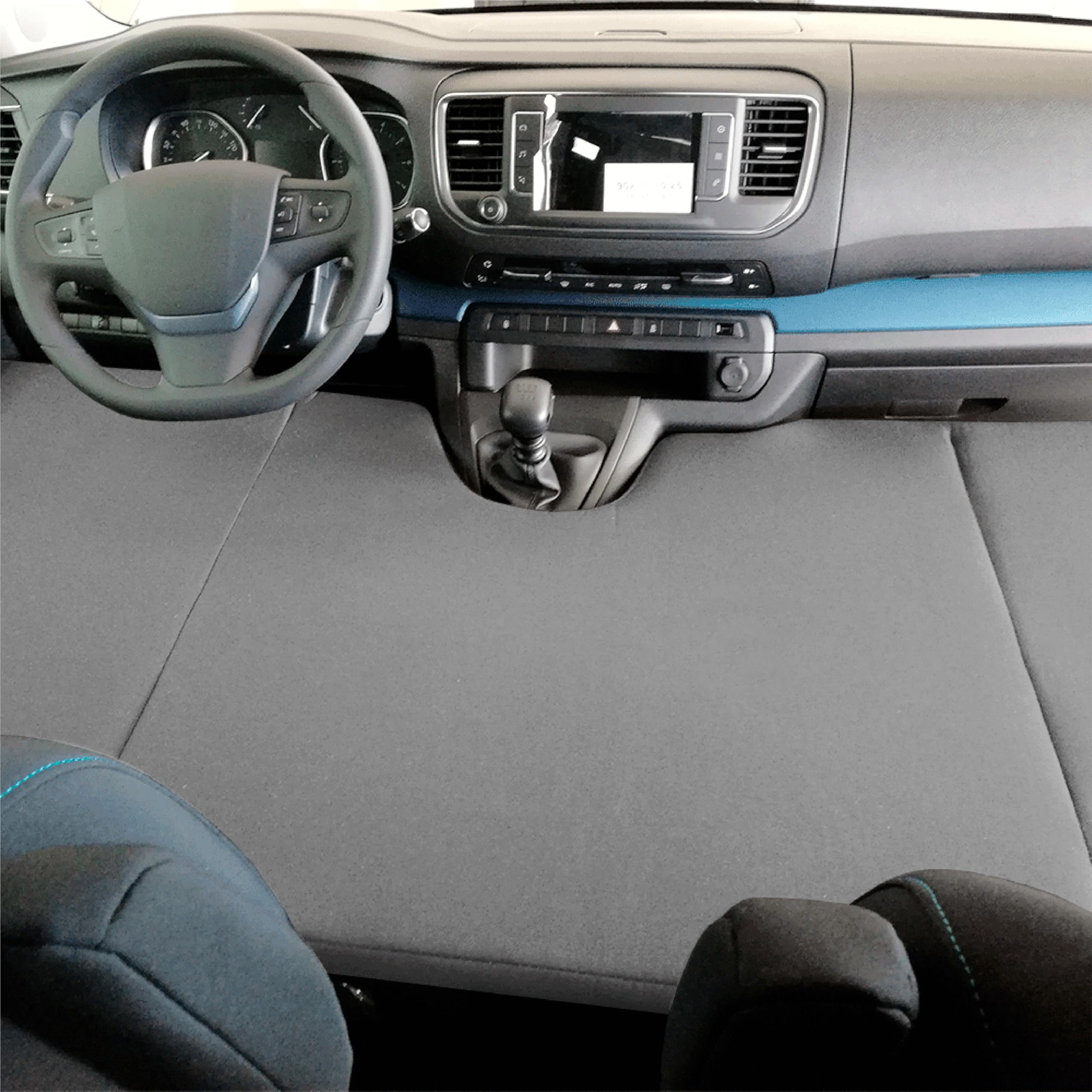 Matelas pliant Camper compatible Peugeot Traveller, Citroën Jumpy SpaceTourer, Toyota Proace II (+2016) - pour plage avant, gris