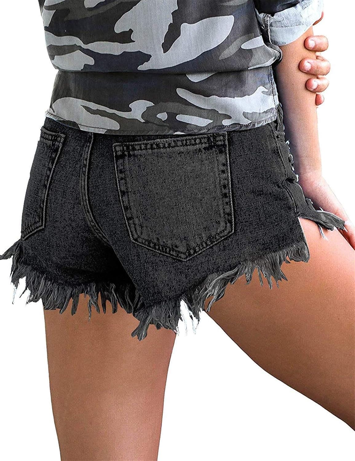 MODARANI Jean Shorts for Women Trendy Denim Short Mid Rise Strechy Summer Outfits - Image 3