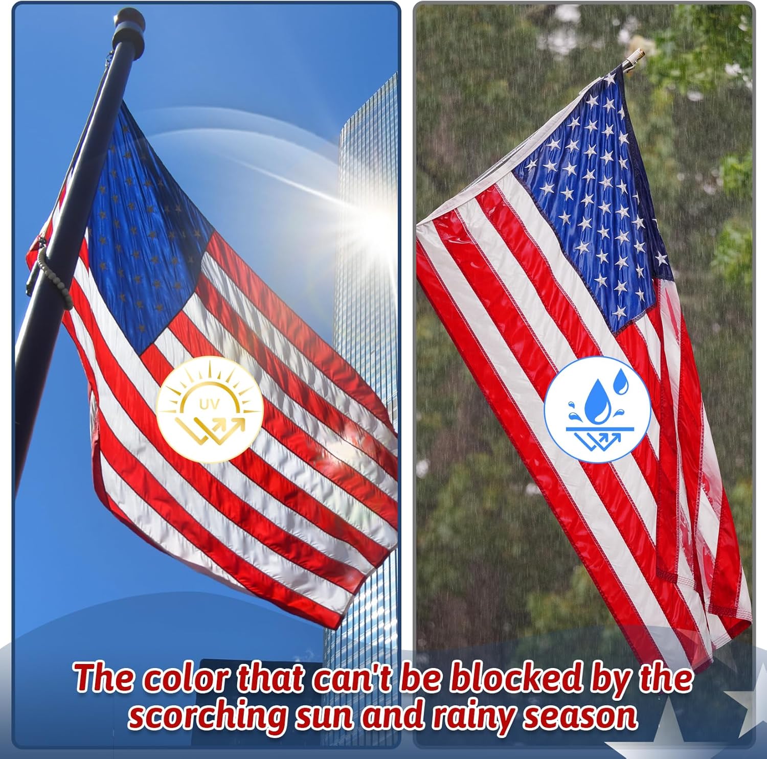 3x5 Ft American Flag for Outside,USA Flag Heavy Duty Double-Stitched Long Lasting US Flags,UV Protection Fade Resistant and Waterproof Nylon, Deluxe Embroidered Stars,Sturdy Brass Grommets for High Wind, Stars and Stripes Outdoor Outside - Image 5