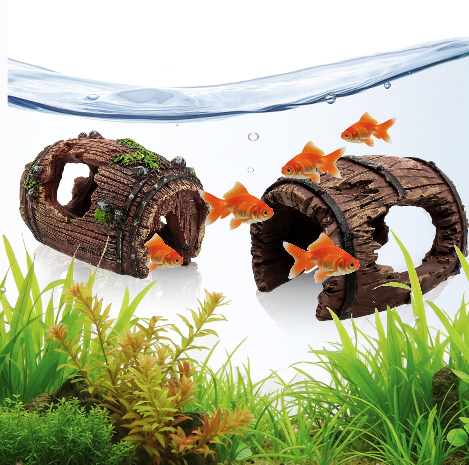 Realistische Aquarium Dekoration Baumstamm-Hhle Aus Harz  Perfektes  Versteck Fr Fische & Garnelen