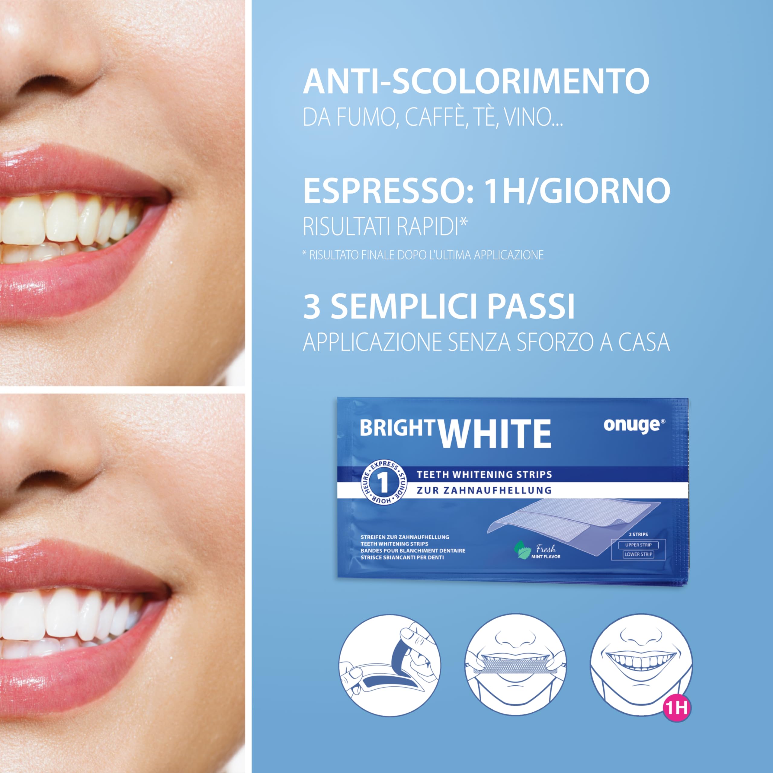 Bright White-Strips, 56 Strisce di sbiancamento dei denti, Strisce sbiancanti per denti