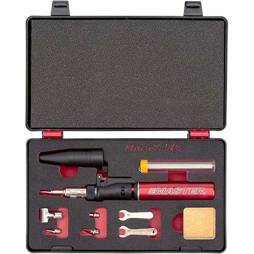 Master Appliance PI-40SiK Professional Soldering Iron Kit, Butane Soldering Iron, Cordless and Portable with Adjustable Soldering Temperature, Self-Igniting, Butane-Powered, Professional 7-Piece Kit