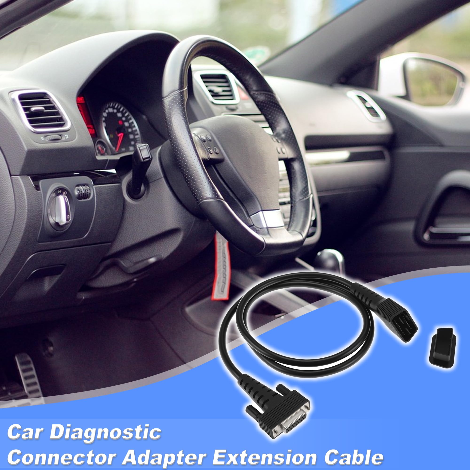ACROPIX Cable de diagnóstico de 16 pines macho a hembra de 15 pines OBDII OBD, cable adaptador OBD, 12-24 V, 120 cm, 1 unidad
