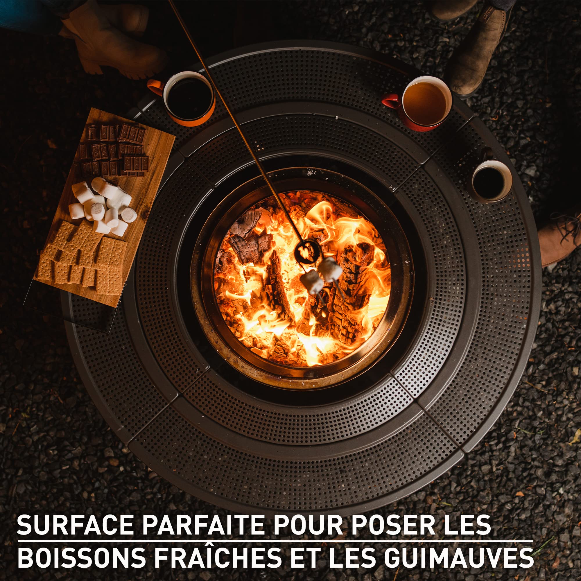 Solo Stove Plateau Surround pour brasero, Grand | Permet de surélever Les braseros à Bois Yukon, Acier thermolaqué/Tissu d'extérieur résistant aux UV, Dimensions (HxDia) : 52 x 133,5 cm, Noir