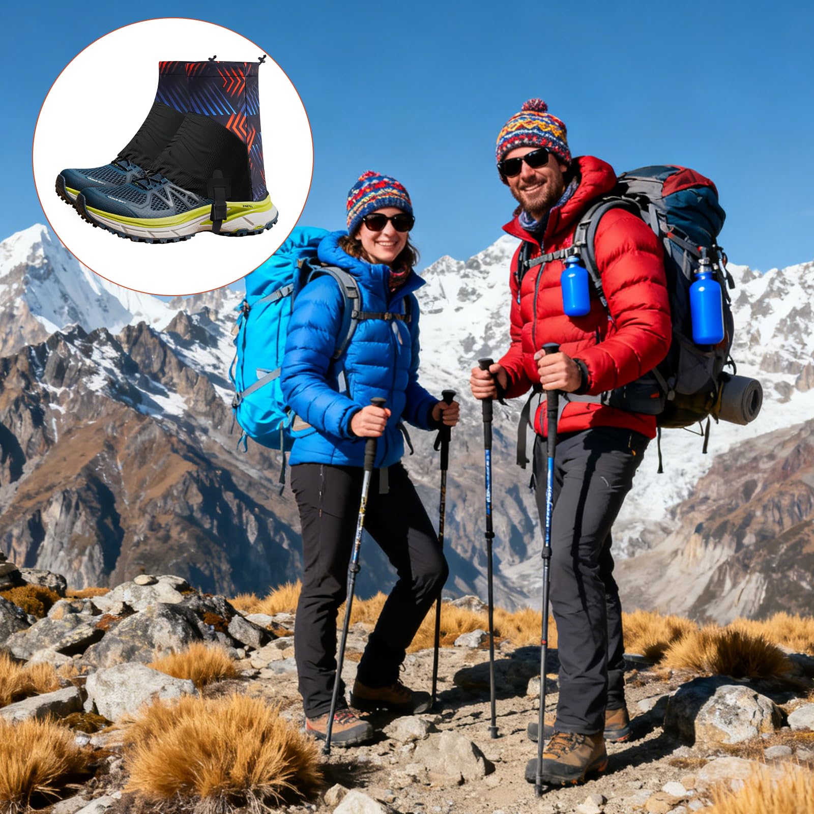 Trail Low Gaiters Unisex, wasserdichte Trailrunning-Schuhgamaschen zum Laufen, Atmungsaktive Low Gamasche mit Rutschschutz & Haken, Perfekt für Wandern, Outdoor, Camping & Klettern (Blau)