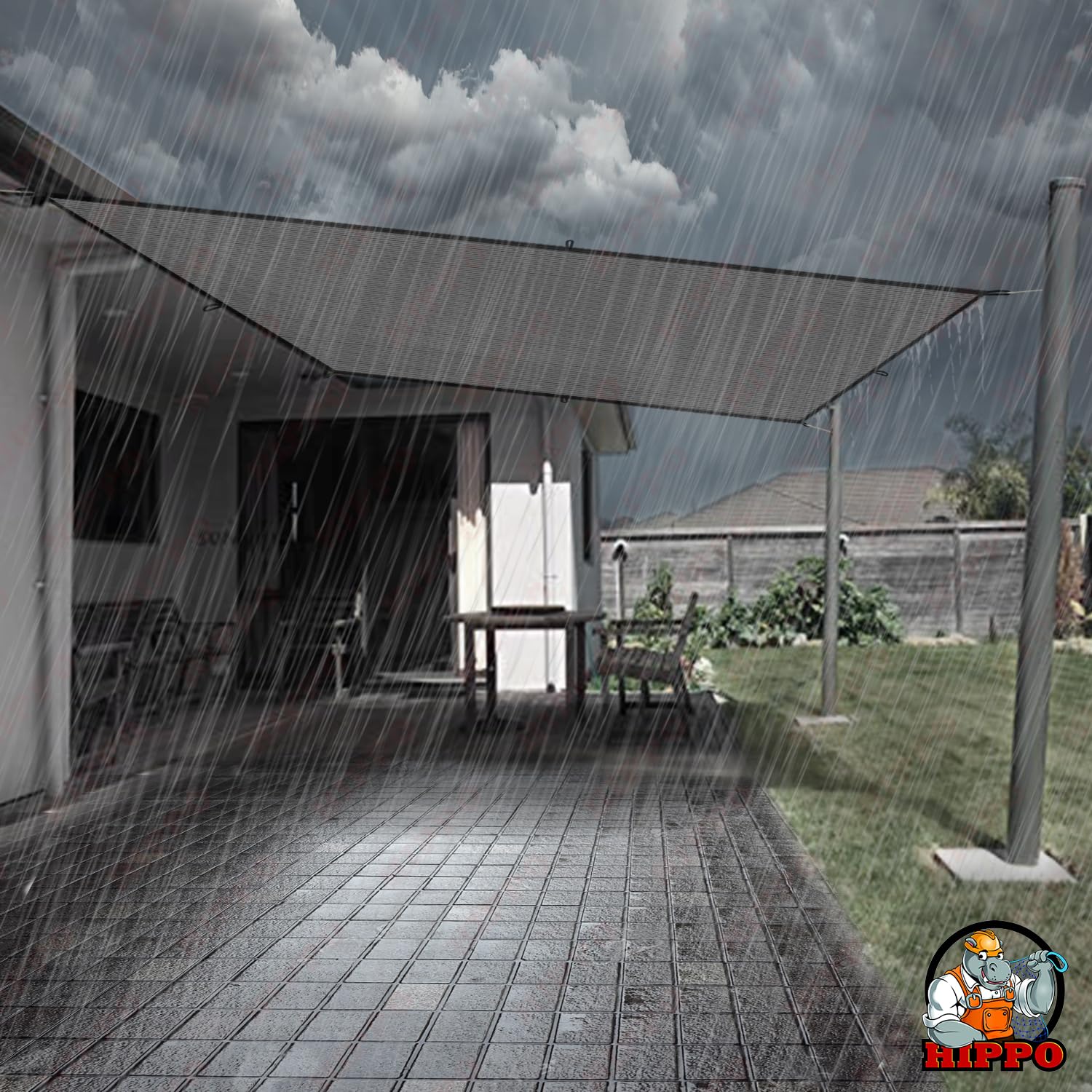 HIPPO 180 GSM Shade Sail with PP Band Sun Shade UV Block for Canopy Cover, Outdoor Patio, Garden, Pergola, Balcony Tent (10FTX15FT, Pebble Grey) 4