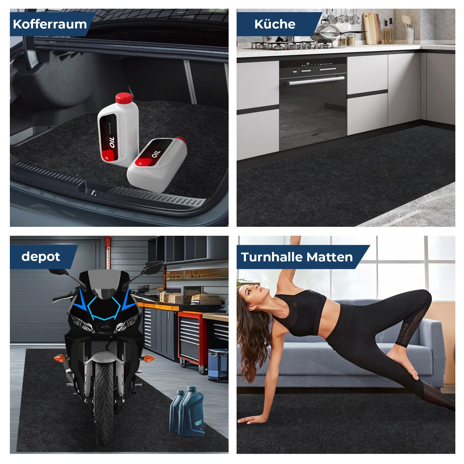 Garage Tapis de récupération d'huile - 100 x 200 cm / 300 x 250 cm - Tapis de réparation sans Plis - Antidérapant - Protection de Garage pour Garage et Cour - 300 x 250 cm