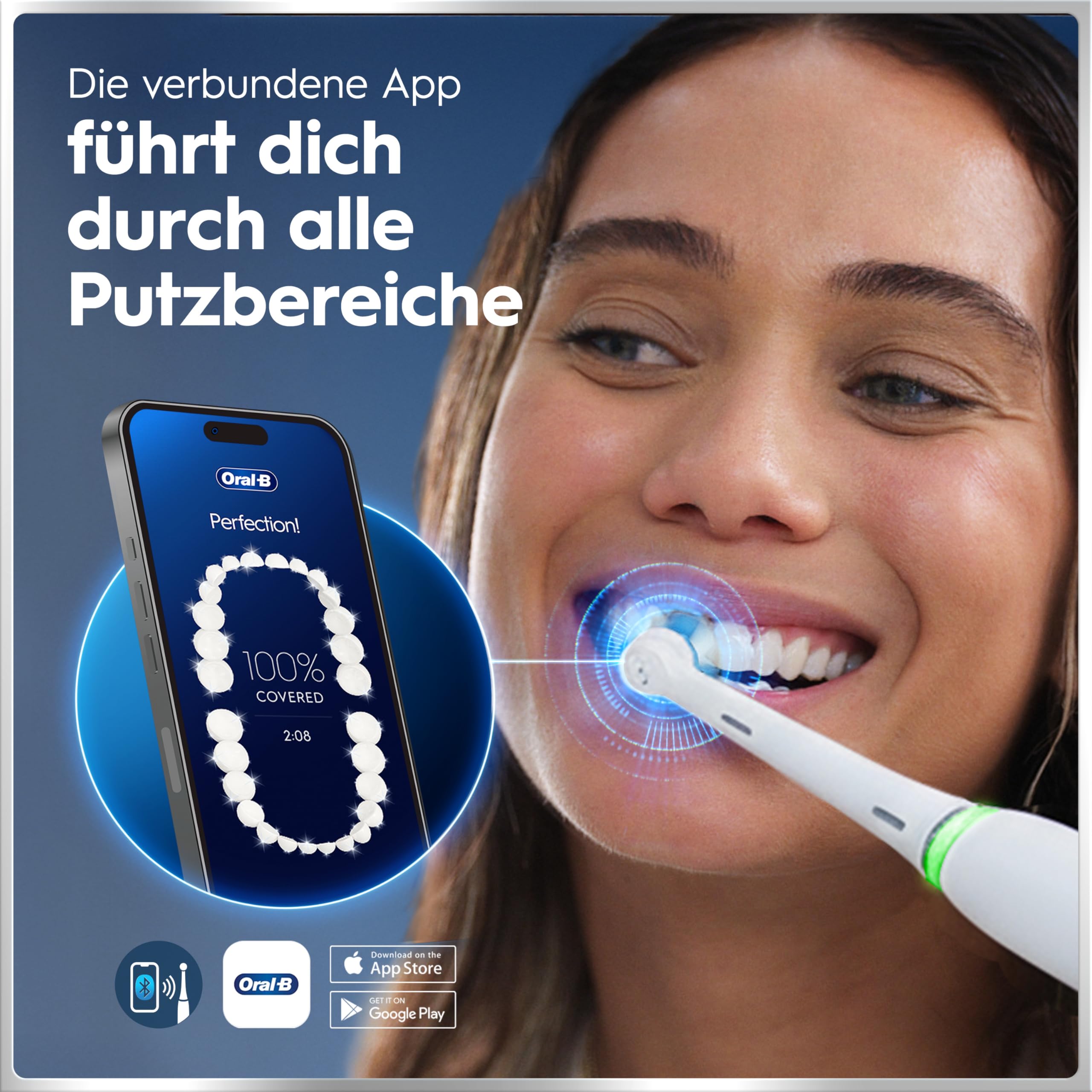Oral-B iO Series 6 Elektrische Zahnbürste/Electric Toothbrush, 2 Aufsteckbürsten, 5 Putzmodi für Zahnpflege, Magnet-Technologie, Display & Reiseetui, Designed by Braun, white