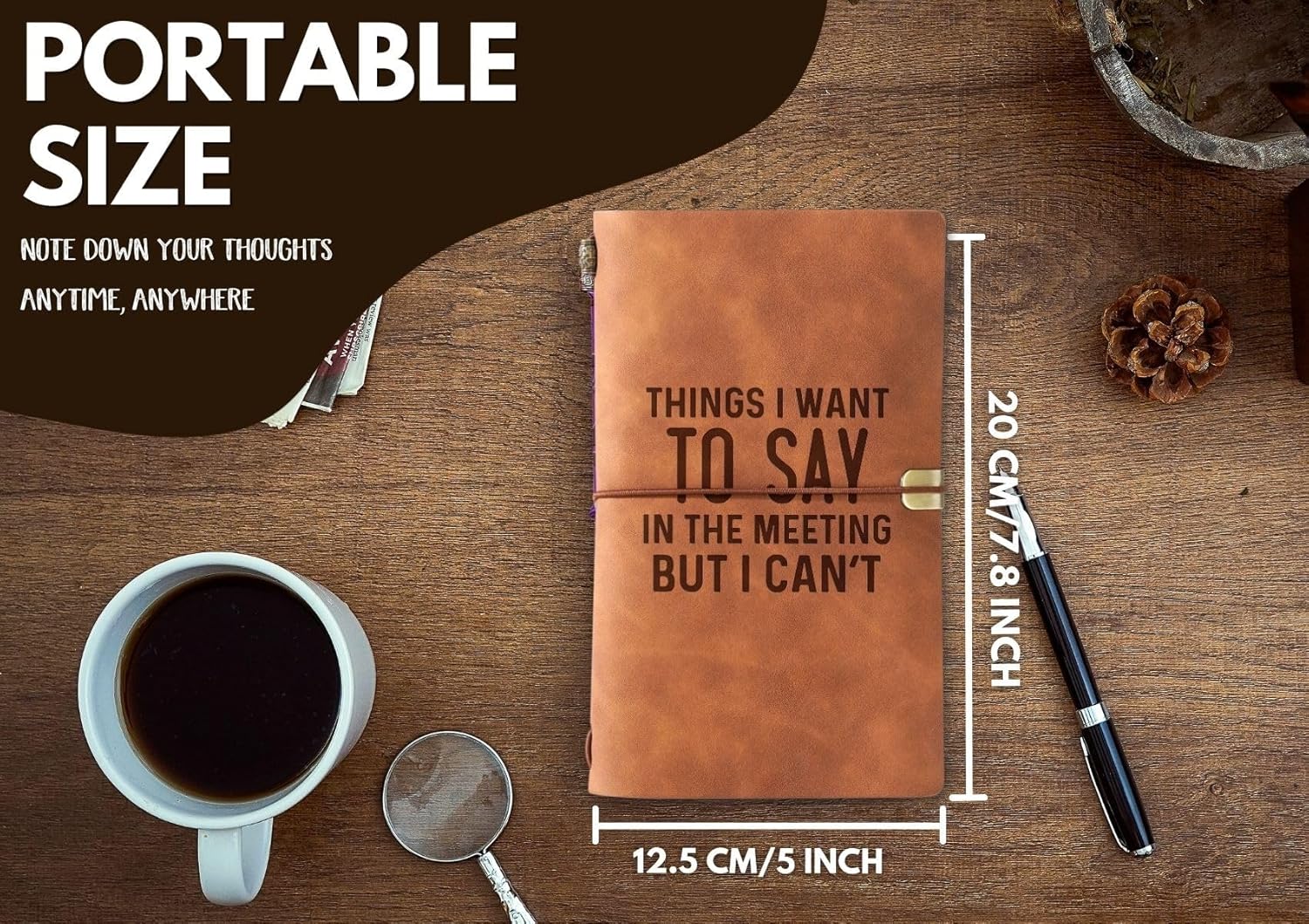 Funny Office Gifts for Boss Men Lady Coworker Leather Journal Notebook with Pen and Pen clip 7.87 x 4.7 Cover, 4 x 7.5 Pages（Inches）, Cool Gifts for Boss Coworkers Office Staff - Thing I Want