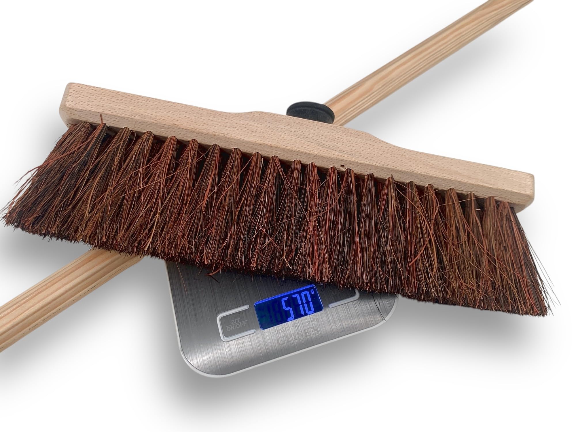 Kibros Scopa da cortile fibra bassine e arenga manico in legno 1,40 m | Miscela di fibre arenga, legno verniciato, boccola Ø 28 mm, alta qualità, per spazzare cortili ed esterni.