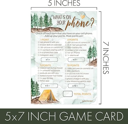 Miniatura 5 de DISTINCTIVS Little Adventurer - Juegos de fiesta de baby shower, paquete de 2 juegos con lo que hay en tu teléfono y palabras Scramble, 20 tarjetas