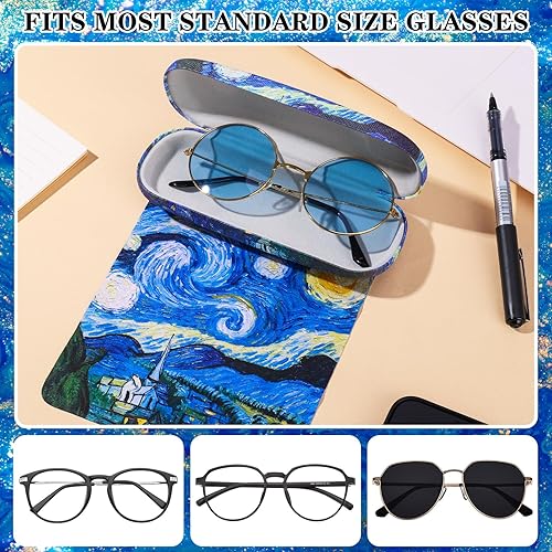 Miniatura 4 de Estuche rígido para lentes, fundas para lentes de ojo, carcasa rígida con paño de limpieza, estuche portátil para gafas para mujeres y hombres