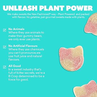 Candy Kittens Vegan Sweets Sour Watermelon – Plant-Based Vegan Treats with Fruity Flavours, No Nasties, Made with Real Fruit Juice – Ideal Snacks for Sweet Hampers & Pick and Mix – 140g, Pack of 10