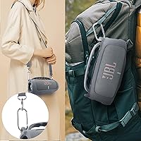 Vista 8 de co2CREA Funda de silicona para altavoz Bluetooth portátil JBL Charge 5, impermeable, con correa para el hombro, funda protectora suave de viaje