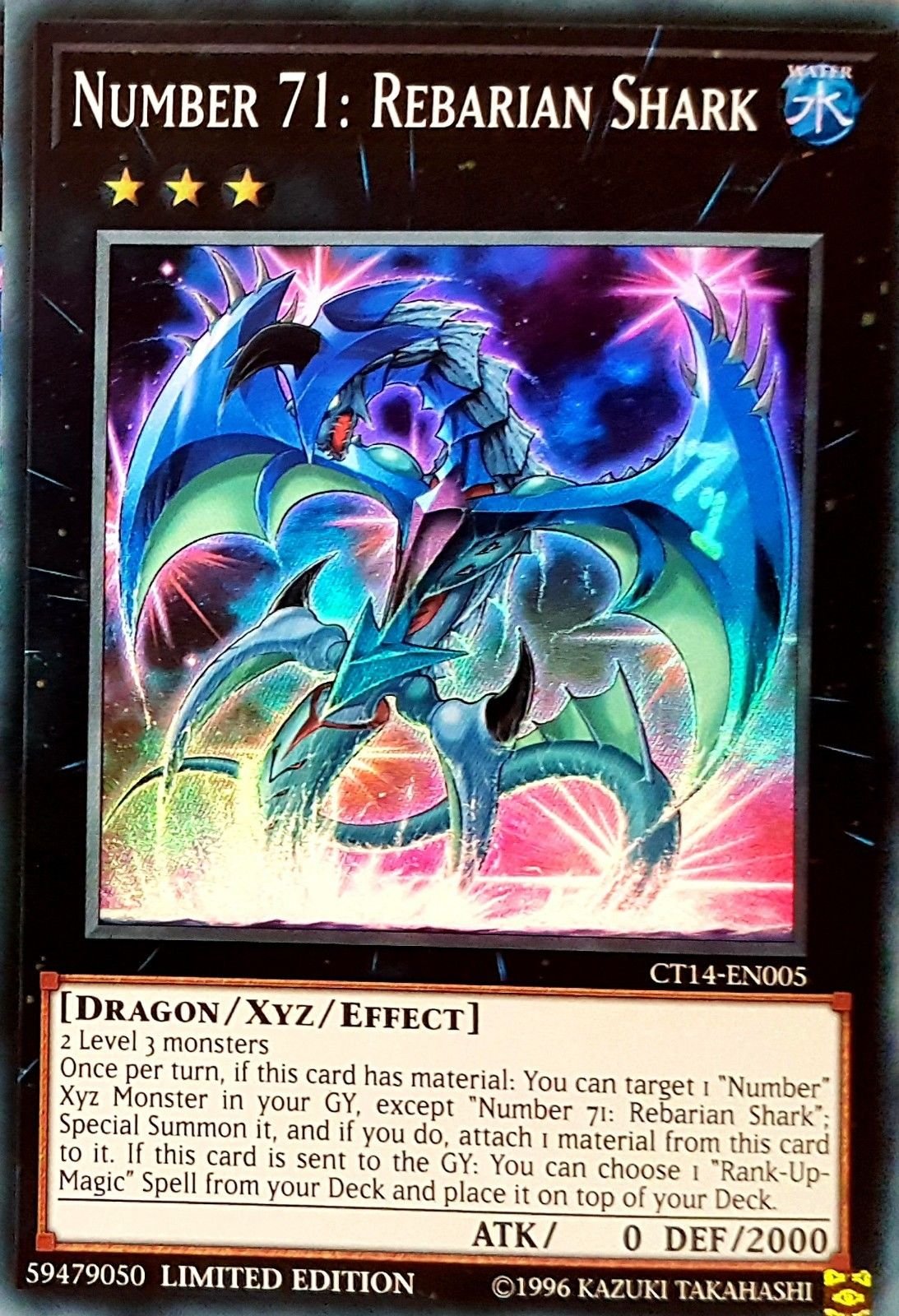 Yu-Gi-Oh YuGiOh CT14-EN005 Limited Ed Number 71: Rebarian Shark Super Rare Card - ( 2017 Mega-Tin Single Card )