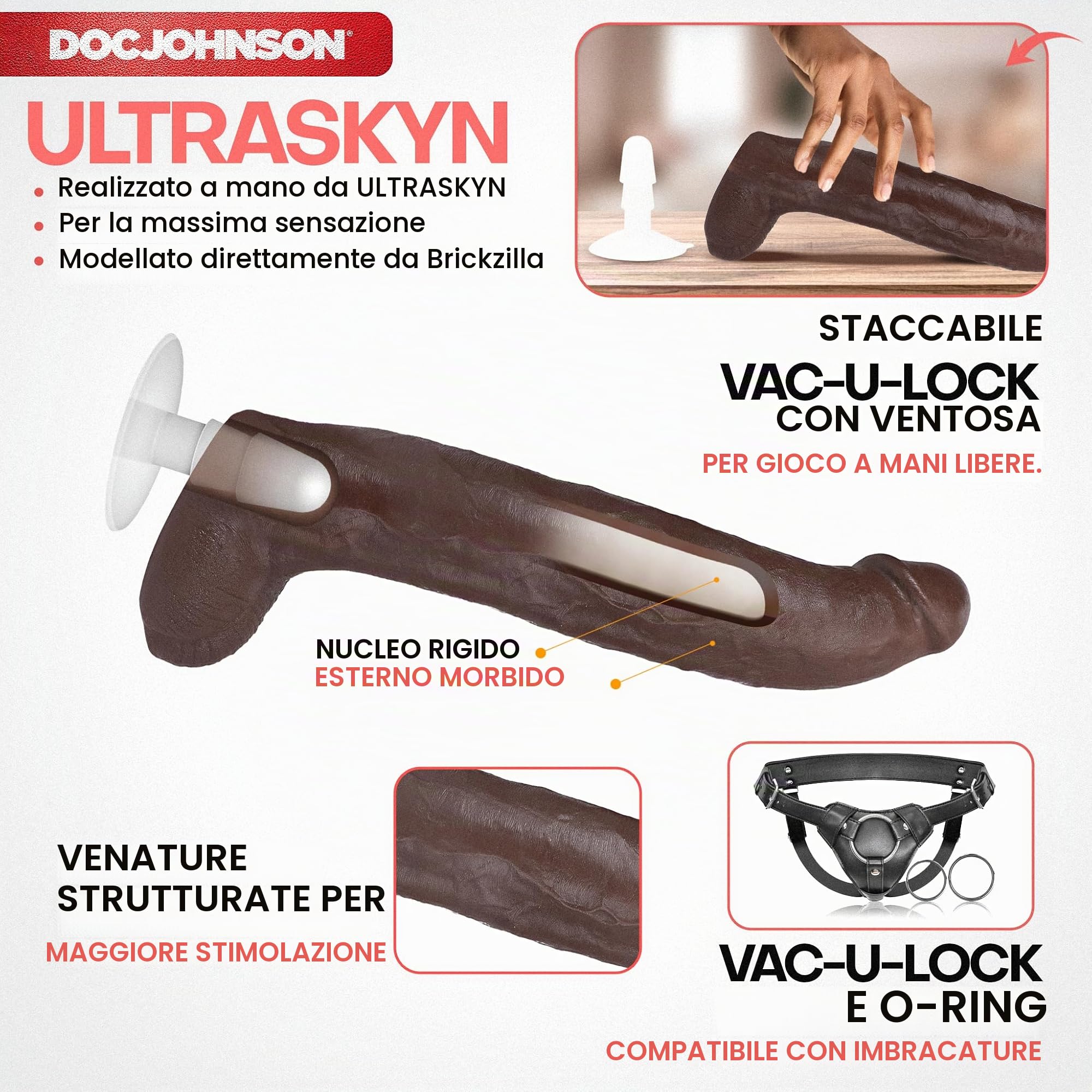 Signature Cocks - Brickzilla Signature Cock - Dildo ULTRASKYN da 30,5 cm con ventosa rimovibile Vac-U-Lock - solo per adulti